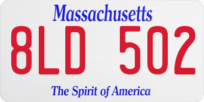 MA license plate 8LD502