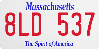 MA license plate 8LD537