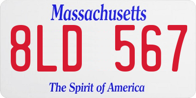 MA license plate 8LD567