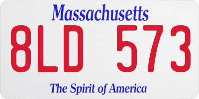 MA license plate 8LD573