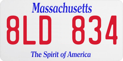 MA license plate 8LD834