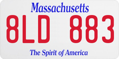 MA license plate 8LD883