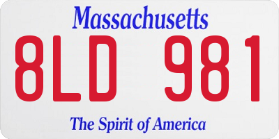 MA license plate 8LD981