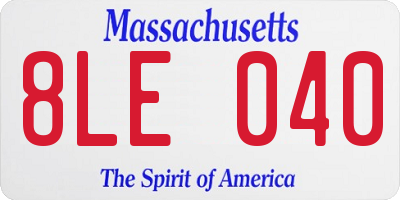 MA license plate 8LE040