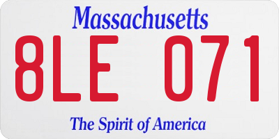 MA license plate 8LE071