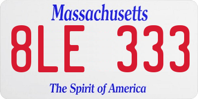 MA license plate 8LE333