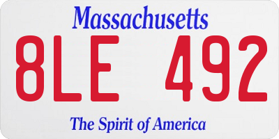 MA license plate 8LE492