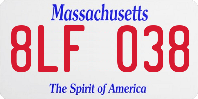 MA license plate 8LF038