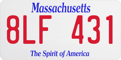 MA license plate 8LF431