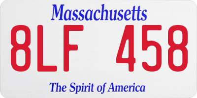 MA license plate 8LF458