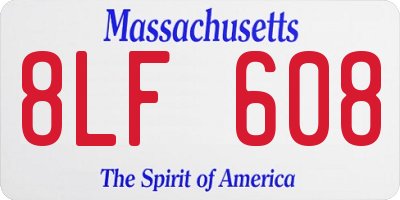 MA license plate 8LF608