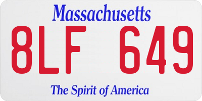 MA license plate 8LF649