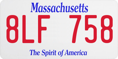 MA license plate 8LF758