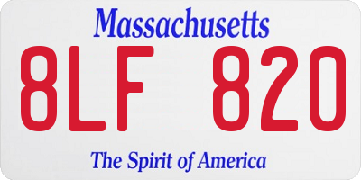 MA license plate 8LF820