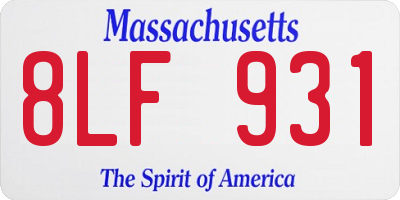 MA license plate 8LF931