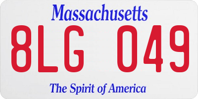 MA license plate 8LG049