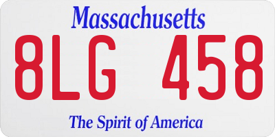 MA license plate 8LG458