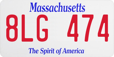 MA license plate 8LG474