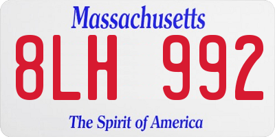 MA license plate 8LH992
