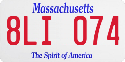 MA license plate 8LI074