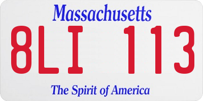 MA license plate 8LI113