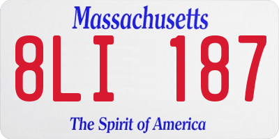 MA license plate 8LI187