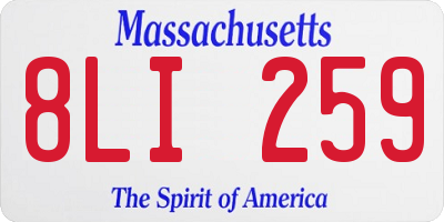MA license plate 8LI259