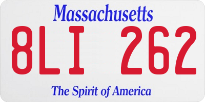 MA license plate 8LI262