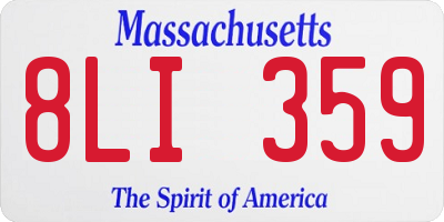 MA license plate 8LI359