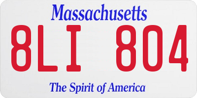 MA license plate 8LI804