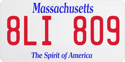 MA license plate 8LI809