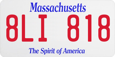 MA license plate 8LI818