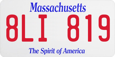 MA license plate 8LI819