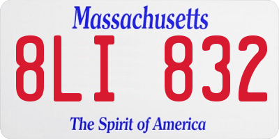 MA license plate 8LI832
