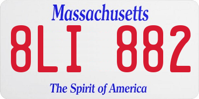 MA license plate 8LI882