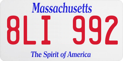 MA license plate 8LI992