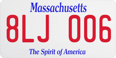 MA license plate 8LJ006