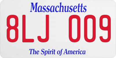 MA license plate 8LJ009
