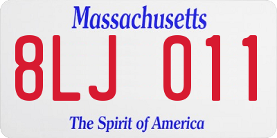 MA license plate 8LJ011