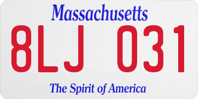 MA license plate 8LJ031