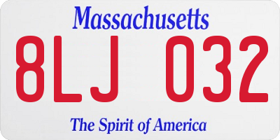 MA license plate 8LJ032