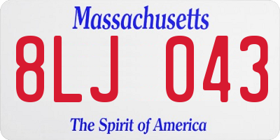 MA license plate 8LJ043
