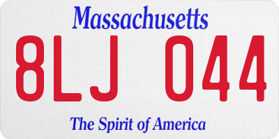 MA license plate 8LJ044