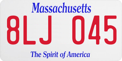 MA license plate 8LJ045