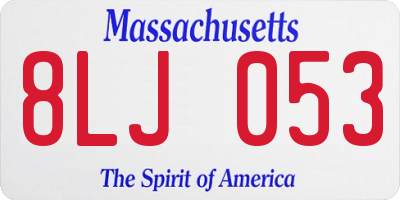 MA license plate 8LJ053