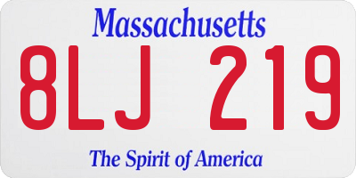 MA license plate 8LJ219