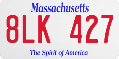 MA license plate 8LK427