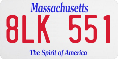 MA license plate 8LK551