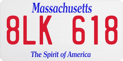 MA license plate 8LK618