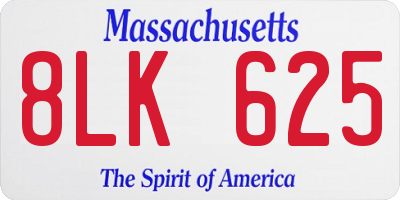 MA license plate 8LK625